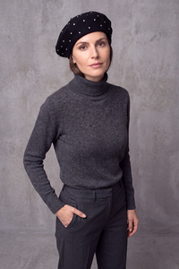 Béret Femme Noir Pailleté – Stella, vue 4