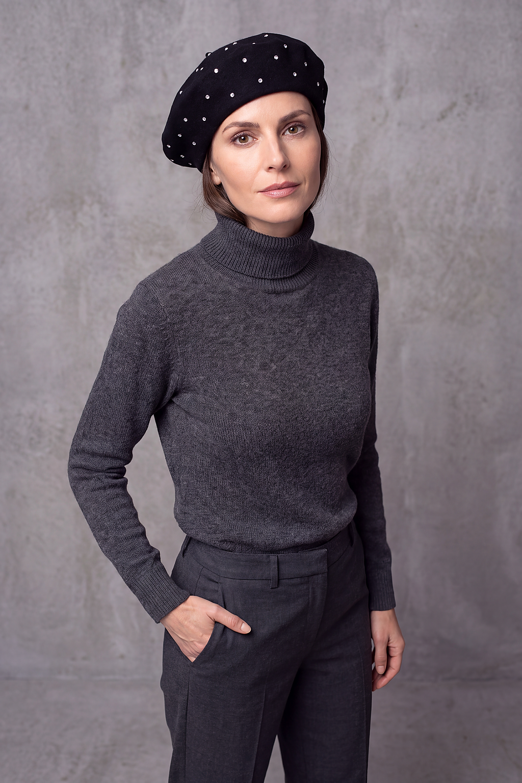 Béret Femme Noir Pailleté – Stella, vue 4