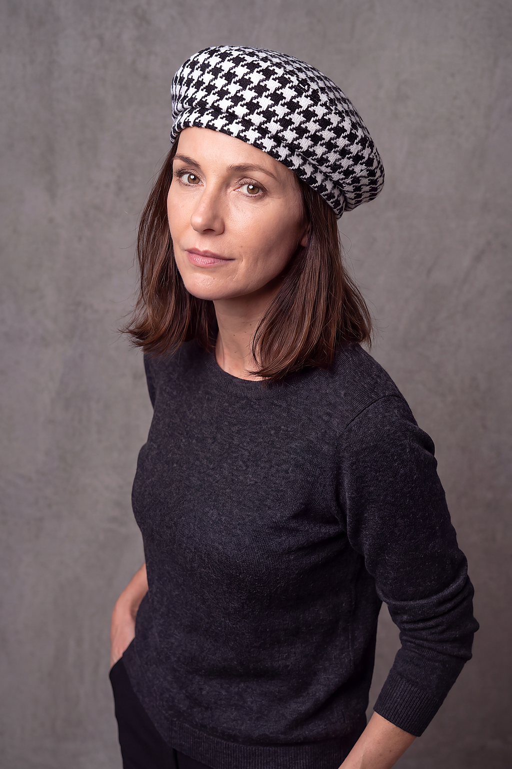 Béret Femme Motif Pied-de-Poule – Simone, vue 2