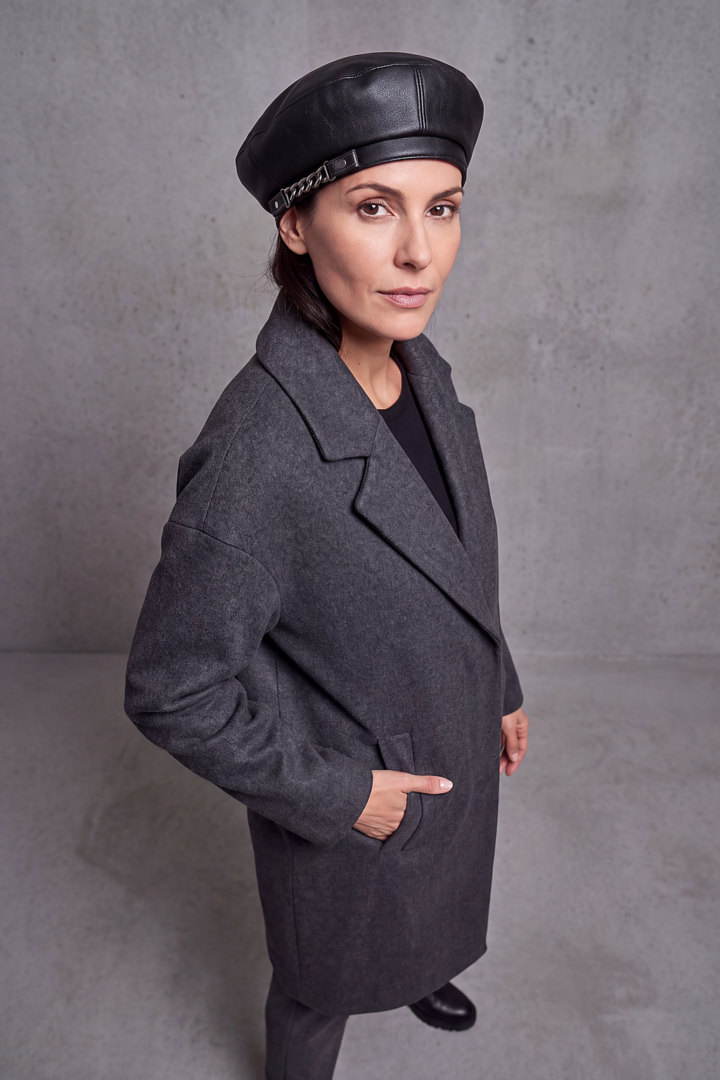 Béret Femme Cuir et Chaîne – Valentine, vue 4