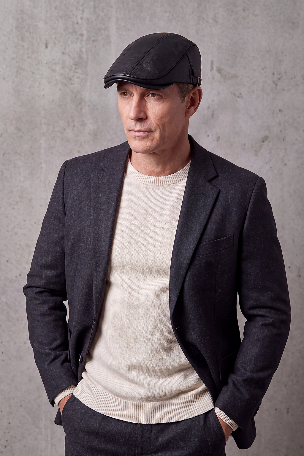 Béret Casquette Homme Cuir Camel ou Noir – Chambord, vue 2