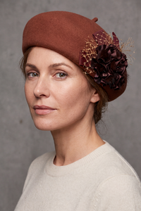 Béret Femme Laine Feutrée à Fleur – Pauline