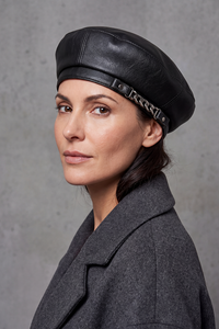 Béret Femme Cuir et Chaîne – Valentine