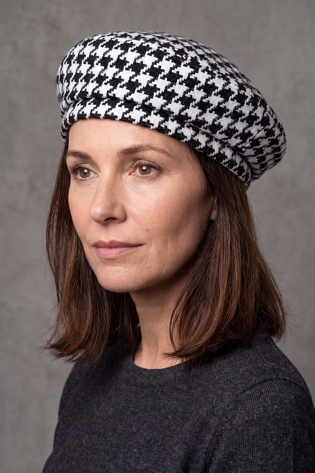 Béret Femme Motif Pied-de-Poule – Simone