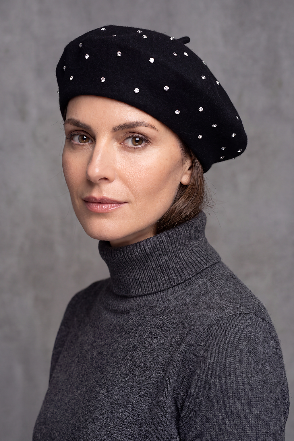 Béret Femme Noir Pailleté – Stella
