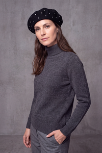 Béret Femme Noir Pailleté – Stella, vue 2