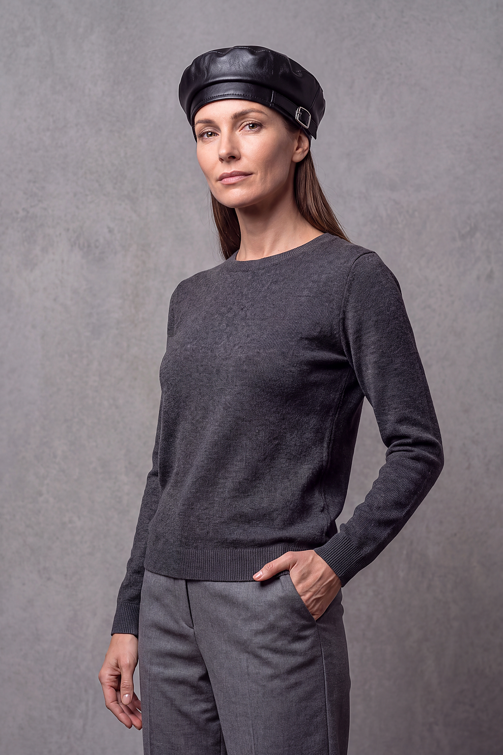 Béret Femme en Cuir Classique – Odette, vue 4