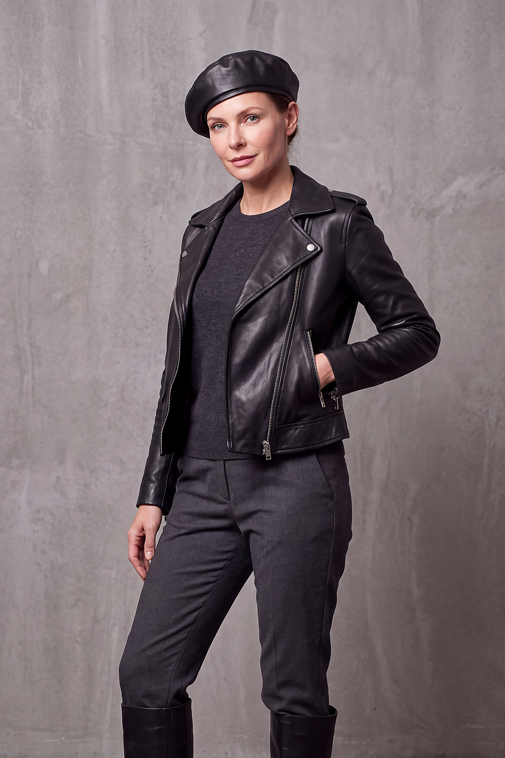 Béret Femme Cuir Véritable Hiver – Eugénie, vue 2