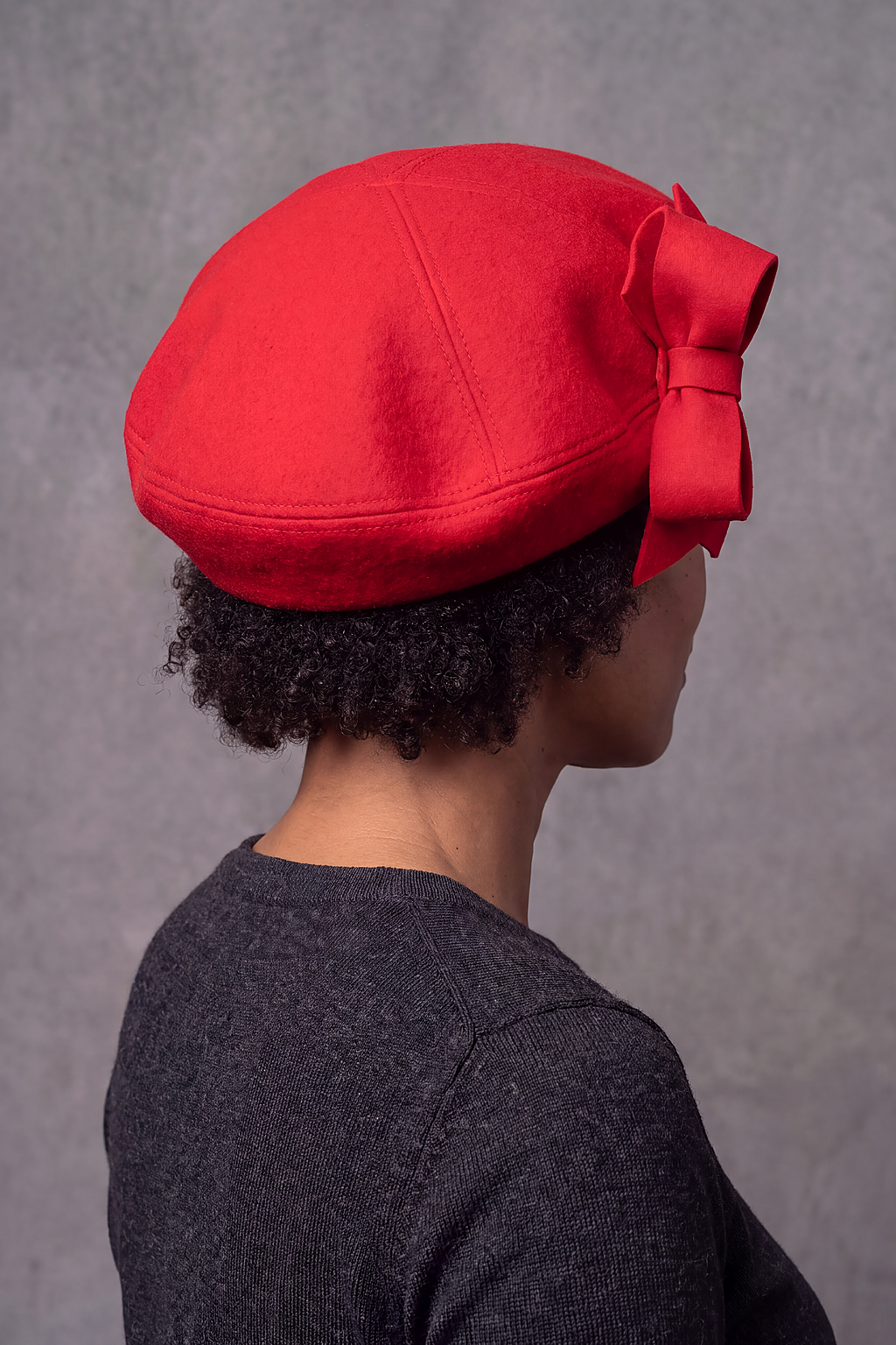 Béret Femme Classique Rouge Noir Blanc – Amélie, vue 3