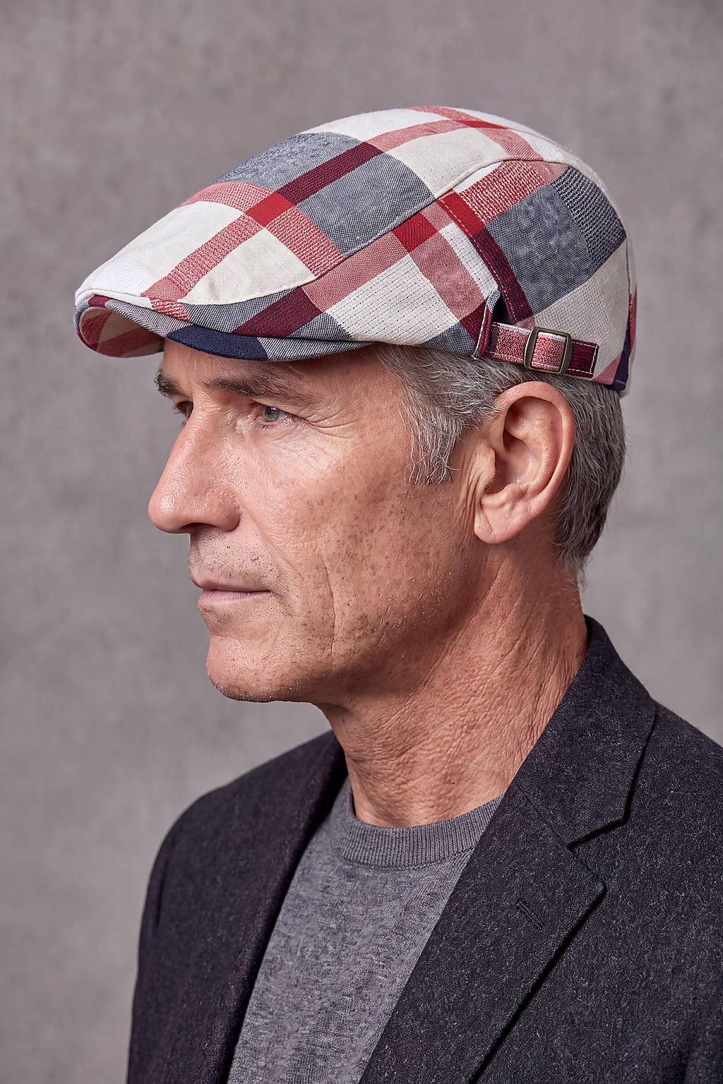Béret Homme Carreaux Vifs en Coton – Étretat, vue 3