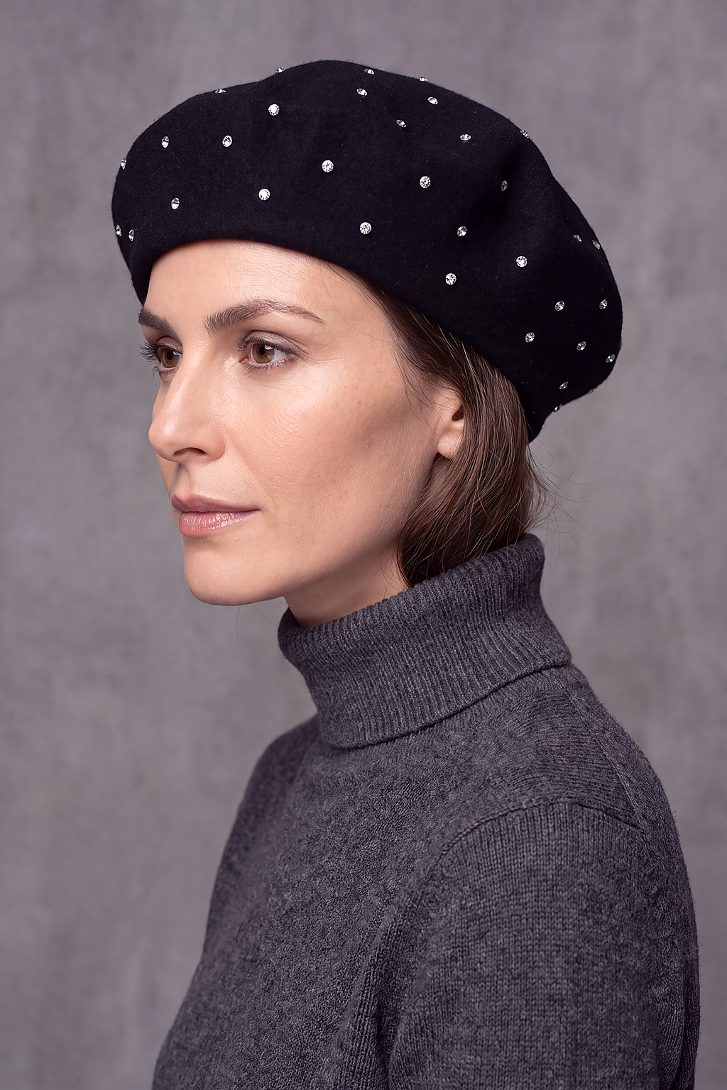 Béret Femme Noir Pailleté – Stella, vue 3