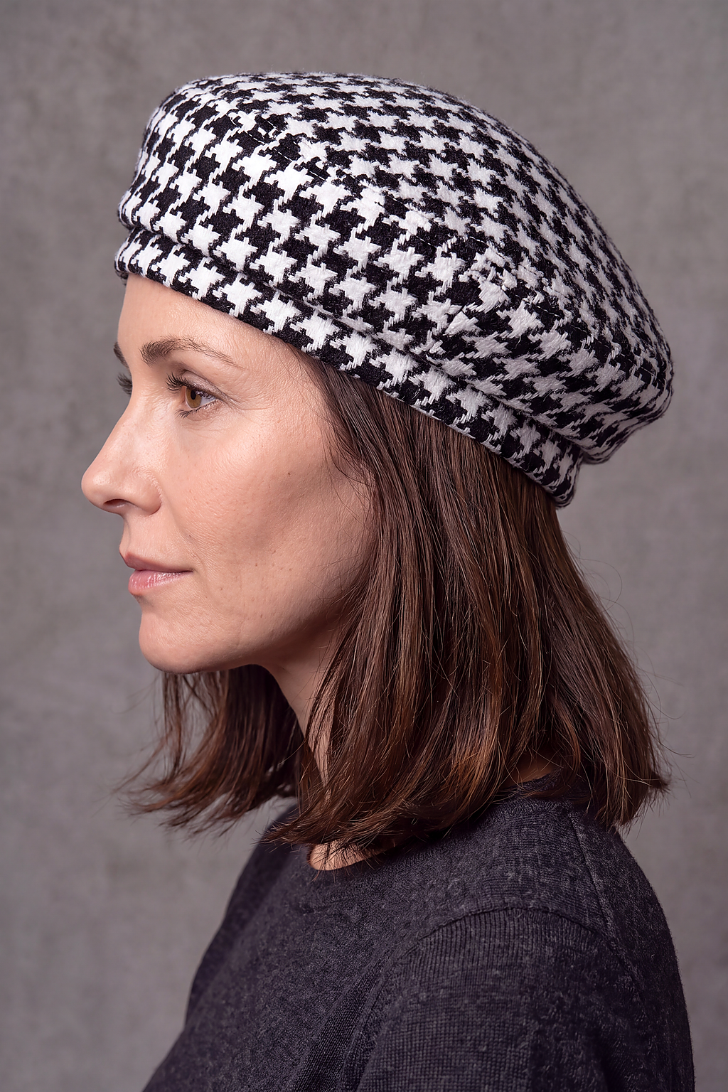 Béret Femme Motif Pied-de-Poule – Simone, vue 3