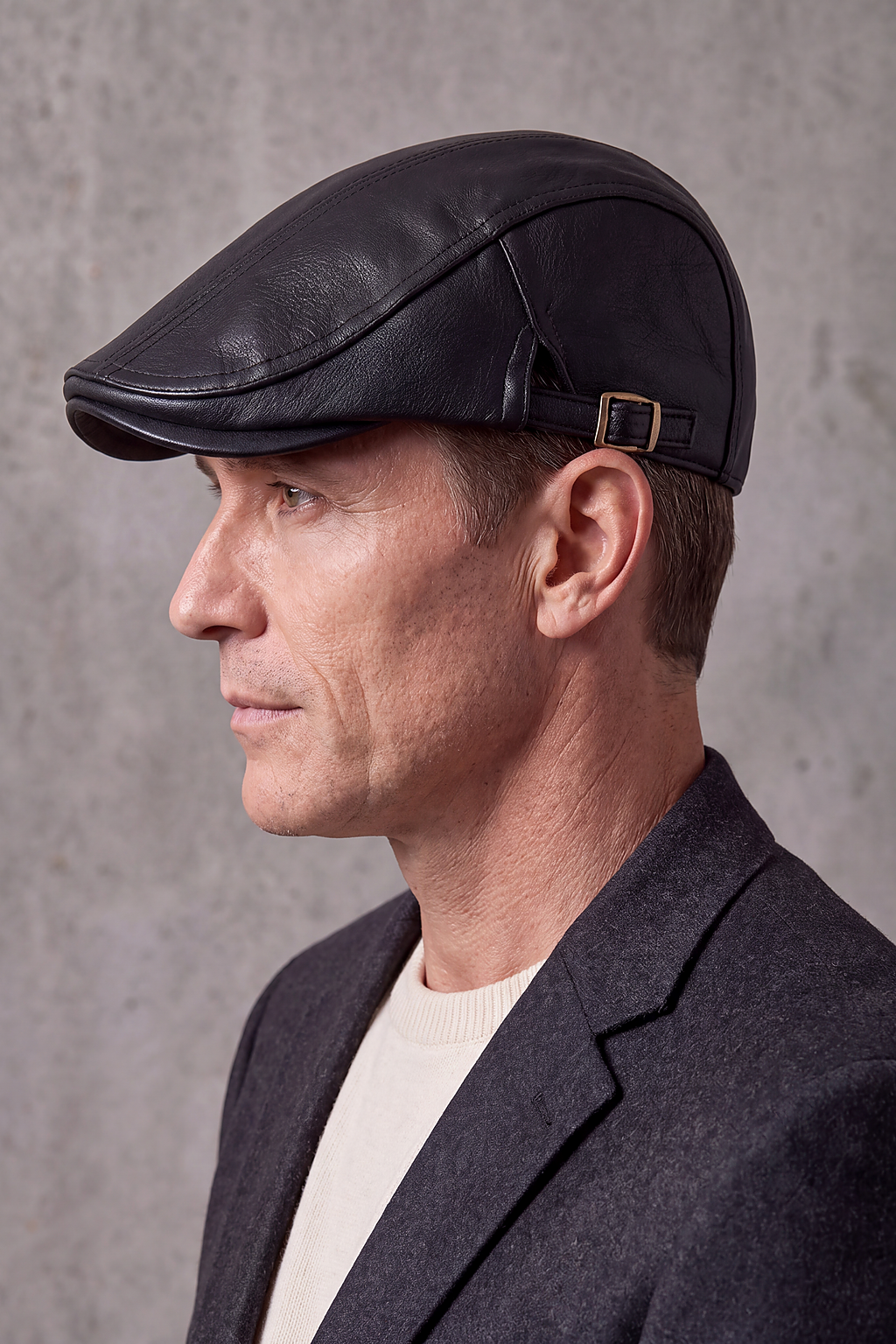 Béret Casquette Homme Cuir Camel ou Noir – Chambord, vue 3