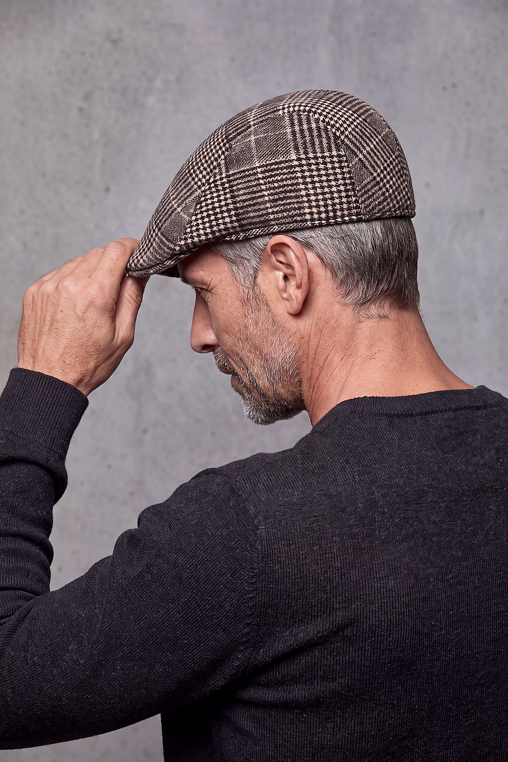 Béret Homme Carreaux Gris Vintage – Rennes, vue 3