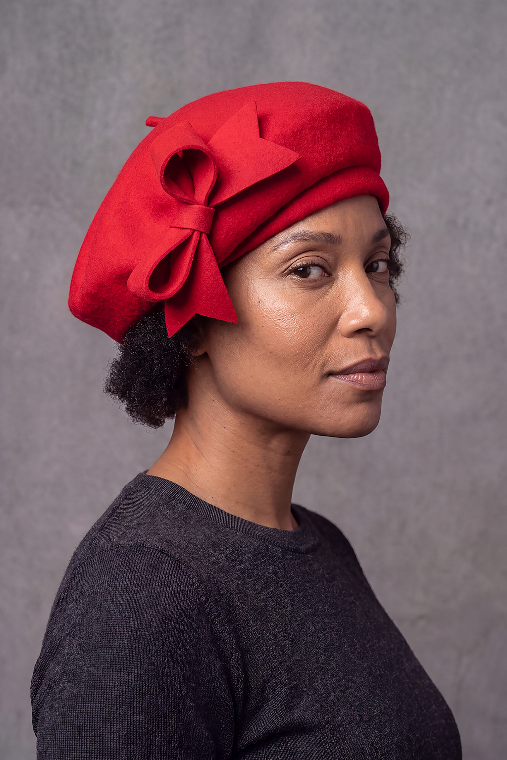 Béret Femme Classique Rouge Noir Blanc – Amélie, vue 6