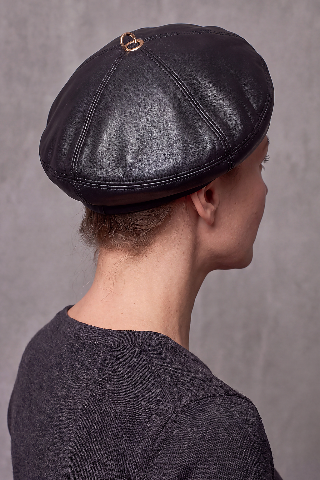 Béret Femme Cuir Véritable Hiver – Eugénie, vue 5