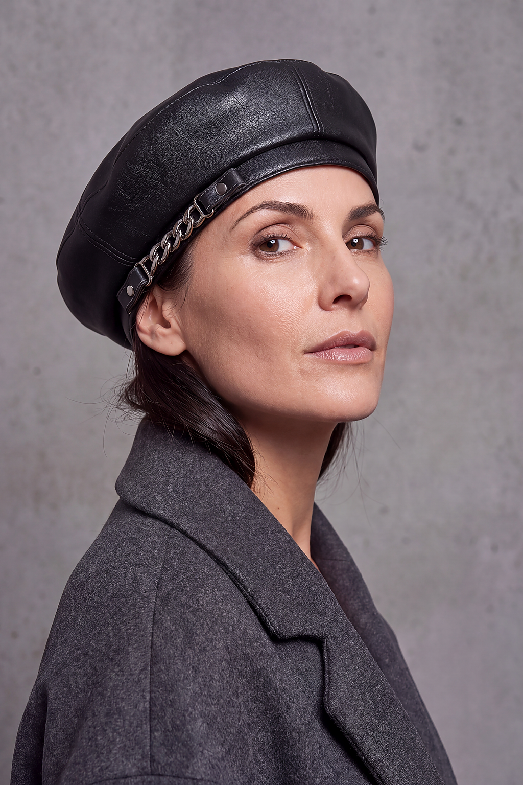 Béret Femme Cuir et Chaîne – Valentine, vue 5