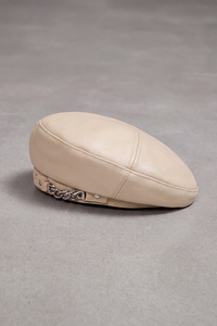 Béret Femme Cuir et Chaîne beige – Valentine