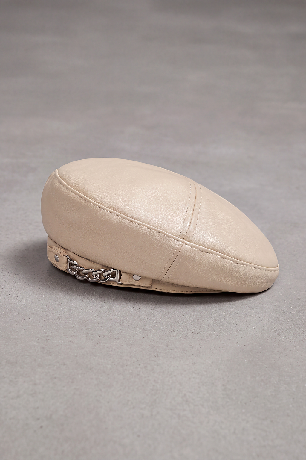 Béret Femme Cuir et Chaîne beige – Valentine
