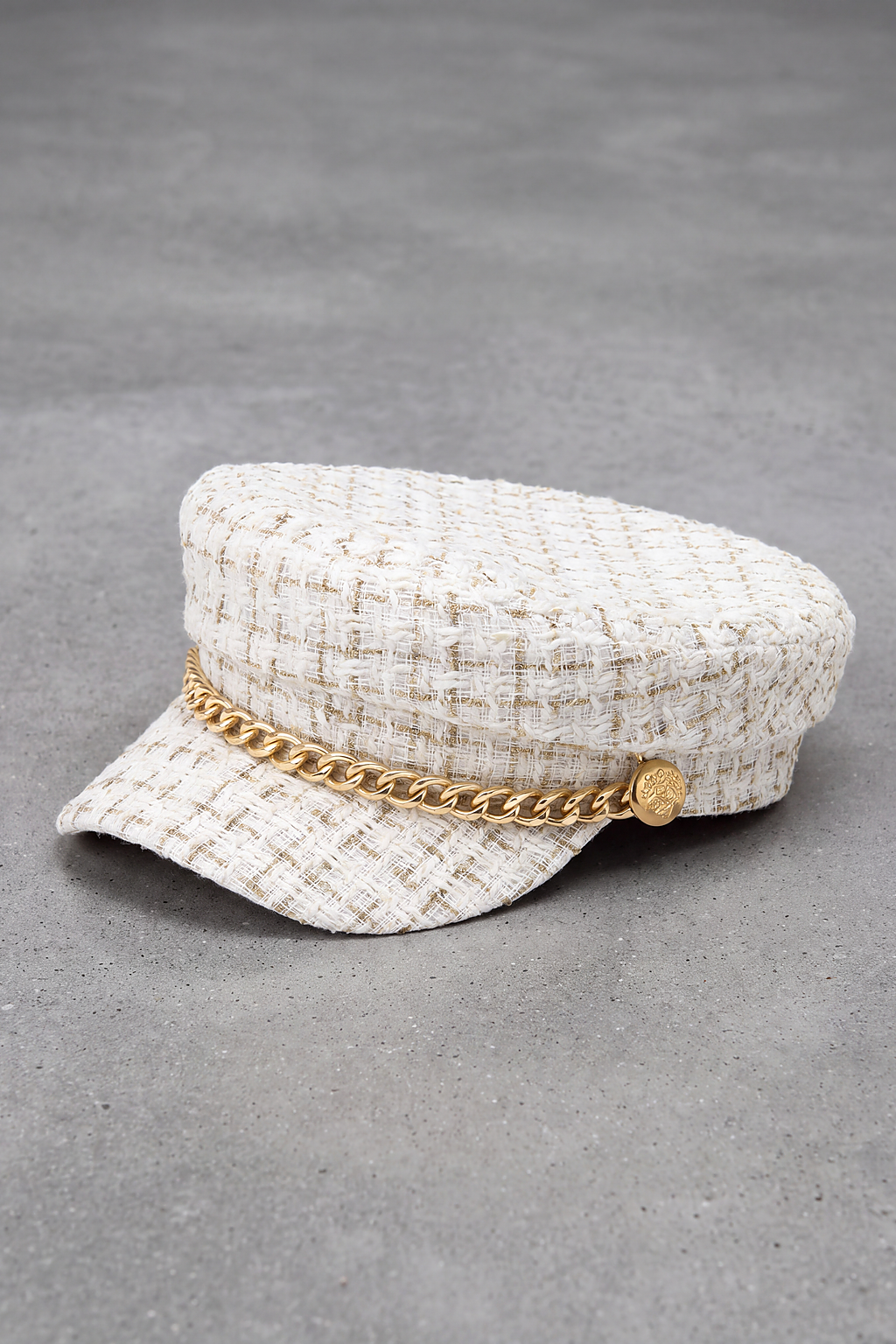 Casquette Gavroche Femme Chaînette blanc – Agathe