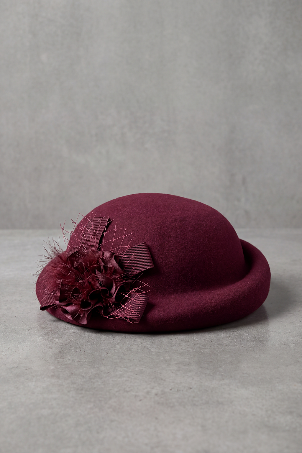 Béret Femme Laine Feutrée à Fleur bordeaux – Pauline