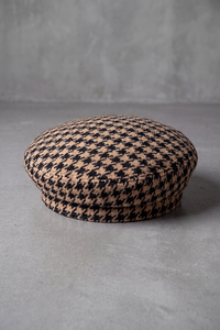 Béret Femme Motif Pied-de-Poule camel – Simone