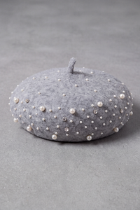 Béret Femme Hiver Orné de Perles gris – Joséphine