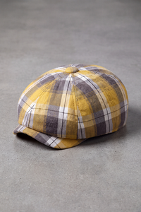 Béret Gavroche Carreaux Couleurs jaune – Dinard
