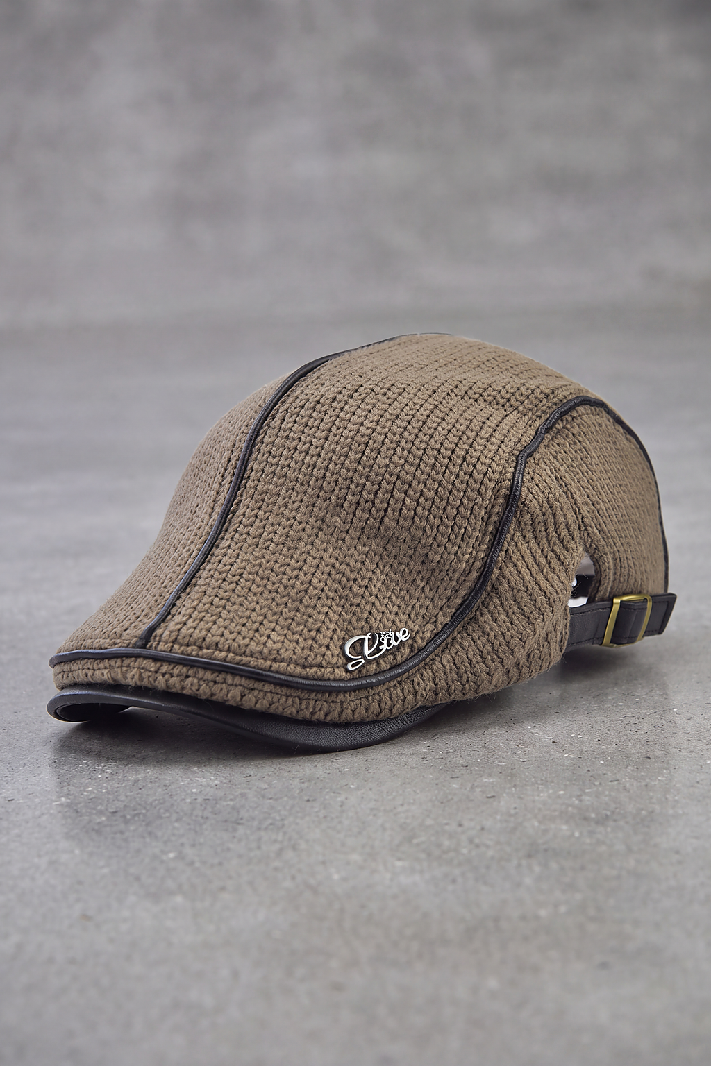 Béret Homme Coton Liseré Cuir marron – Rouen