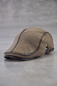 Béret Homme Coton Liseré Cuir marron – Rouen