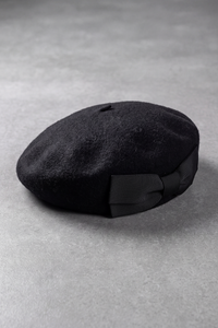 Béret Femme Laine Feutrée Grand Nœud noir – Héloïse