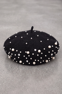 Béret Femme Hiver Orné de Perles noir – Joséphine