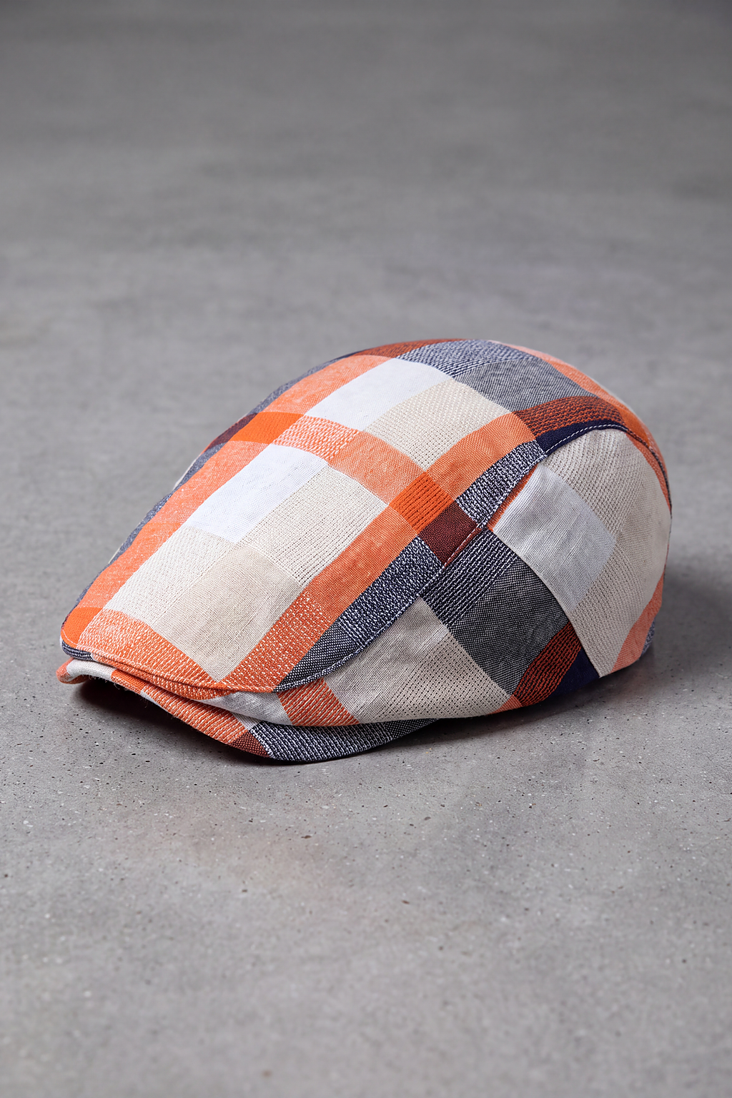 Béret Homme Carreaux Vifs en Coton orange – Étretat