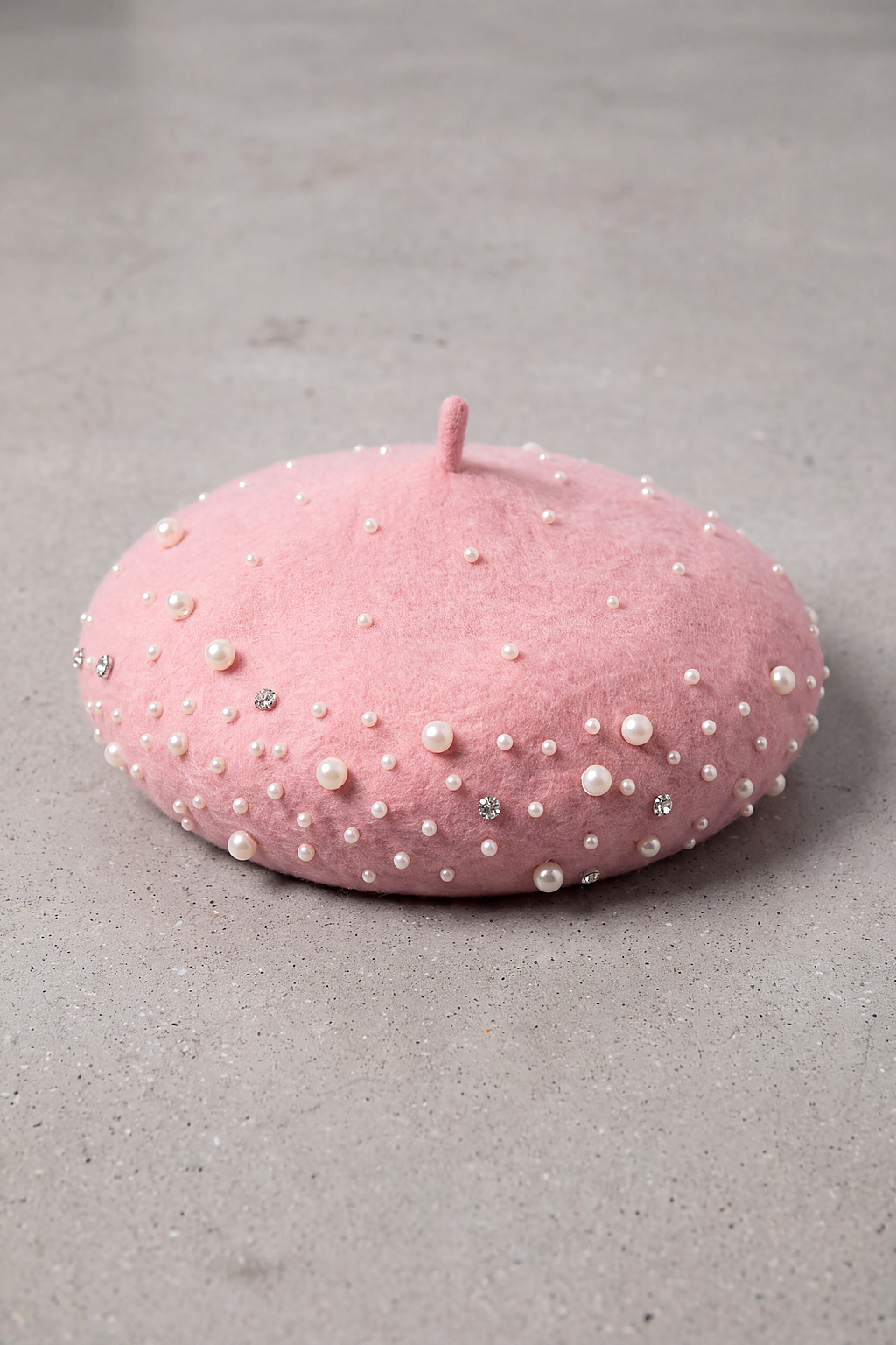 Béret Femme Hiver Orné de Perles rose – Joséphine