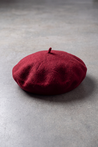 Béret Basque Femme en Laine Chaude rouge bordeaux – Guéthary