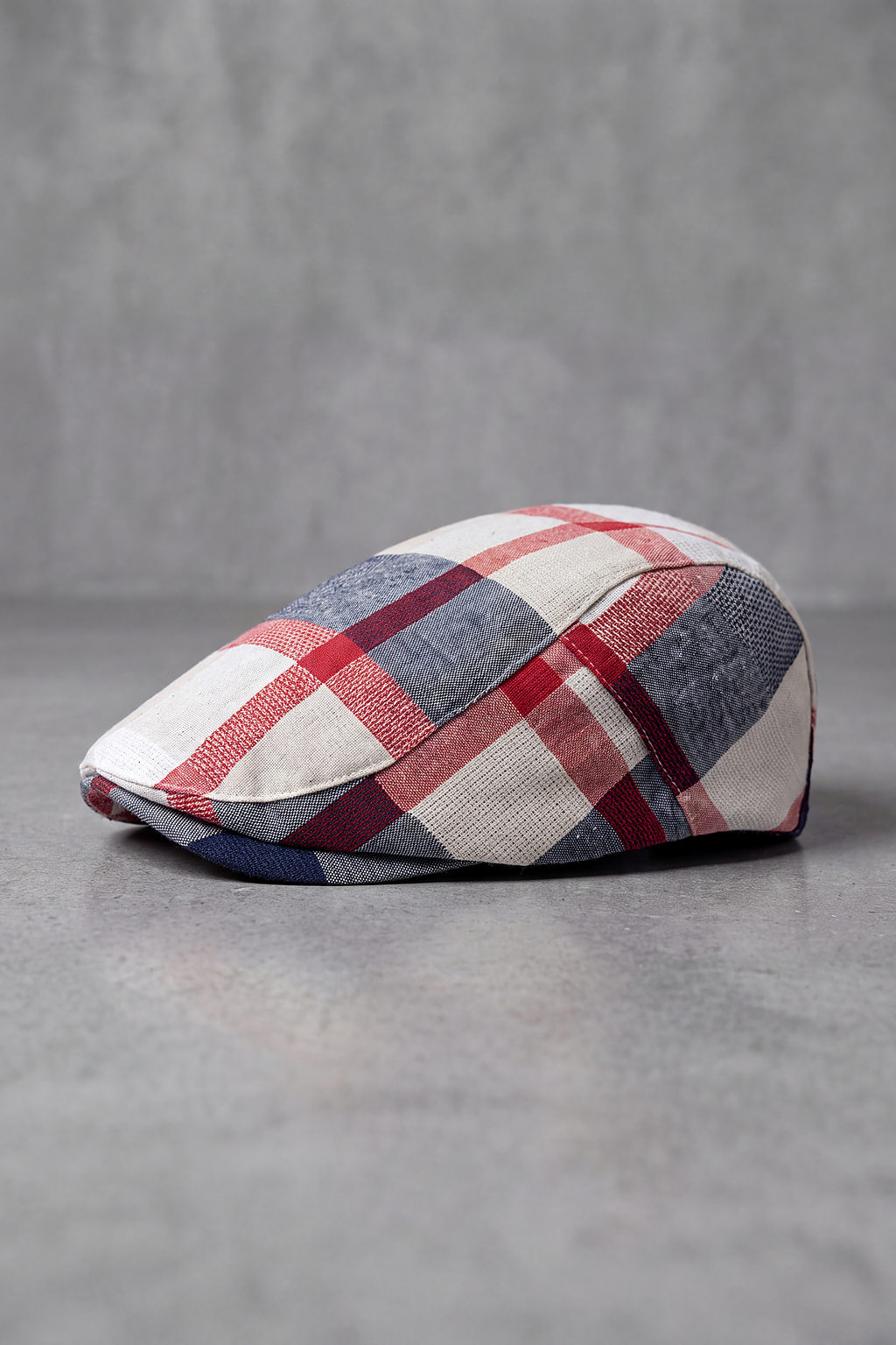 Béret Homme Carreaux Vifs en Coton rouge – Étretat