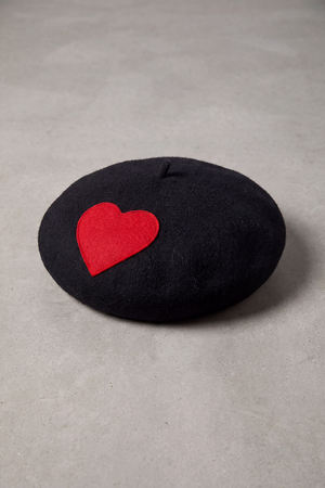 Béret Femme Feutre de Laine Cœur noir coeur rouge – Cupidon